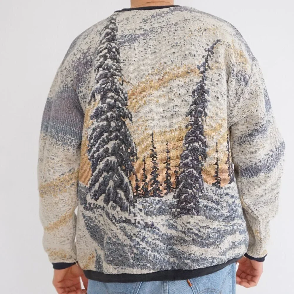 Vintage Sugar Street Weavers Rare Wolf Tapestry Sweater Pullover Adult XL - Picture 2 of 10